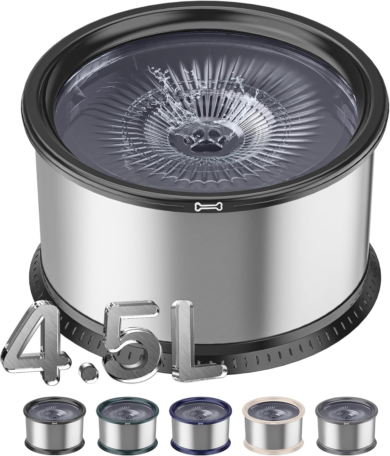 1.6 Gallon Dog Water Bowl, 6.5L/220oz Stainless Steel No Spill Water Bowl for Large Dogs, Super Large Capacity Splash Proof Pet Slow Drinking Water Bowl with Anti-Slip Mat for Mess Drinkers