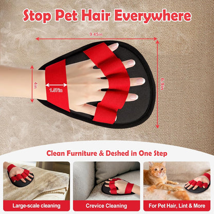 Pet Hair Removal Glove for Dogs & Cats-The Ultimate Pet Hair Remover Tool with 5-Finger Design Electrostatic Magic Brush, Reusable for Pet Hair on Couch, Carpet, Car Trunk, Furniture & Laundry