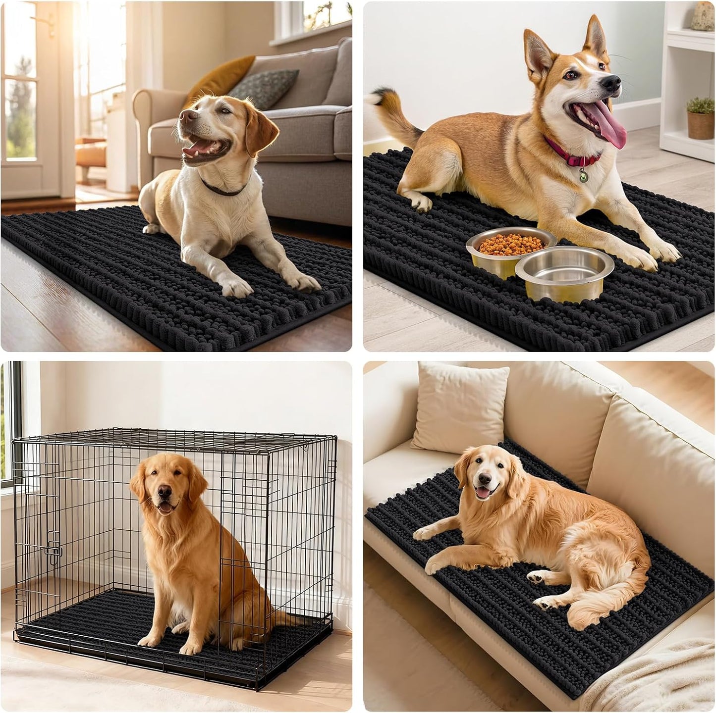 Smiry Dog Door Mat for Muddy Paws 30x20, Extra Soft Absorbent Chenille Doormat, Trap Moisture and Dirt, Non-Slip Machine Washable Front Door Mat for Indoor Entrance Inside Floor, Grey