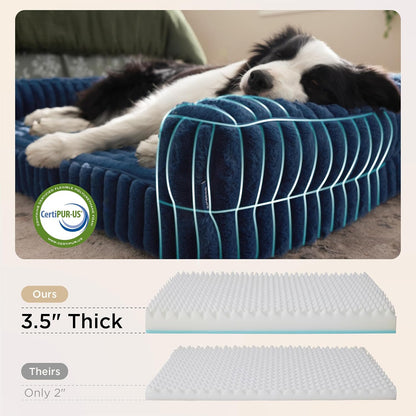 Bedsure ComfyFleece™ Orthopedic Dog Beds Large Sized Dog, Waterproof Memory Foam Pet Couch Sofa with Sides, Non-Slip Bottom and Egg-Crate Foam Large Pet Bed with Washable Corduroy Cover, Grey