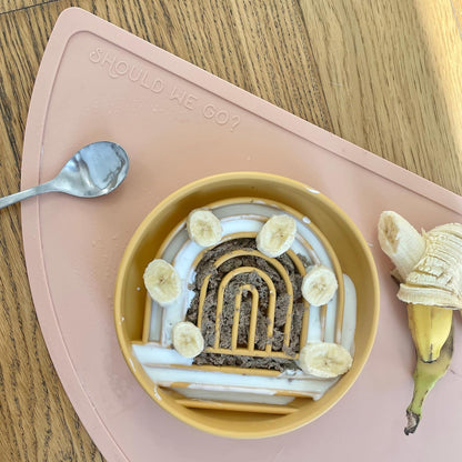 Should We Go? Slow Feeder for Dogs & Puppies, The Slowdown Bowl Silicone Slow Eating, Modern Lick Mat Design, Reduces Gulping, Fits 2 Cups, 7.5” Across x 1.5” Tall, Mealtime Challenge, Medium-Blush
