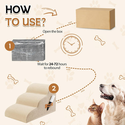 Romrol Dog Stairs Ramp for High Beds Couches, High Density Foam Pet Steps with Durable Non-Slip Waterproof Fabric Cover, Dog Stairs for Small Dogs or Cats or Pets, 5-Step, 22 Inch, Grey
