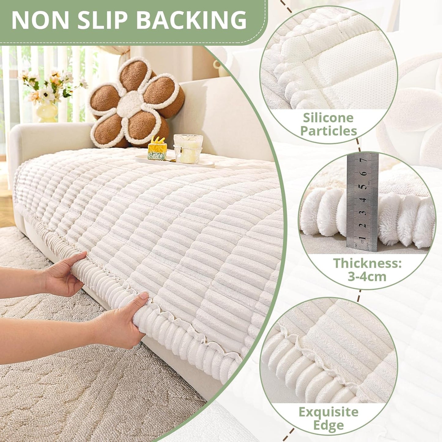 OstepDecor Couch Cover for Dogs, Washable Non Slip Sofa Cover for Pets, Soft Couch Covers for Sofa, Loveseat and Sectional, Furniture Protector Against Pet Hair & Scratches (27.6" x 27.6", Khaki)