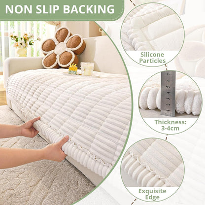 OstepDecor Couch Cover for Dogs, Washable Non Slip Sofa Cover for Pets, Soft Couch Covers for Sofa, Loveseat and Sectional, Furniture Protector Against Pet Hair & Scratches (27.6" x 27.6", Khaki)