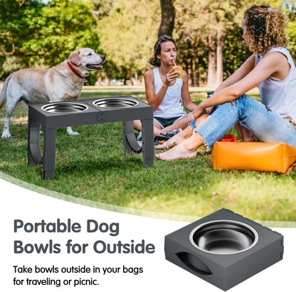 XIAZ Elevated Dog Bowls Large Breed Raised Dogs Bowl Stand Large/Medium Sized Dog Slow Feeder Dogs Bowls Food Water Stands 5 Heights Adjustable 9/11/12/14in Pet Feeder Dish Station