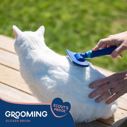 Good Scout 2-Piece Deshedding Tool Set with Self-Cleaning Slicker Brush & Dual-Head for Dogs & Cats, Gentle, Safe & Effective Grooming Tool for Short or Long Haired Animals