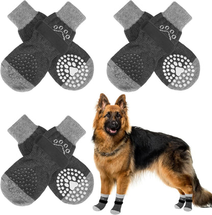 SCENEREAL 6Pcs Anti Slip Dog Socks to Prevent Licking Paws for Hot/Cold Pavement, Dog Grippy Socks for Hardwood Floors, Dog Shoes for Boots & Paw Protectors for Puppy Small Medium Large Senior Dogs