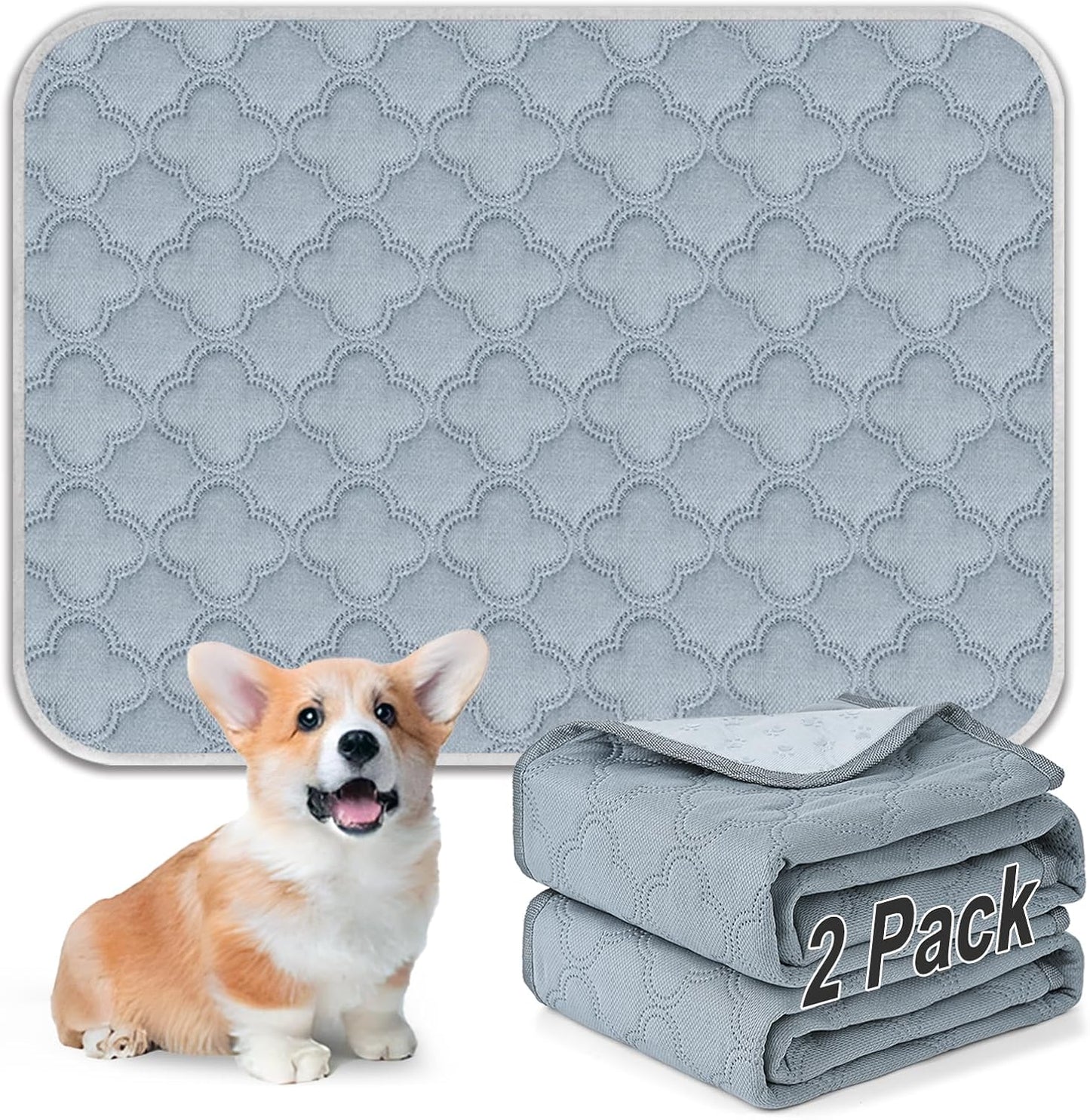 FunFurry Washable Pee Pads for Dogs - 4 Pack Reusable Pee Pads，Waterproof Puppy Pads，Pet Training Pads，Super Absorbent with Dog Paw Shape Non-Slip Backing (Cream, 18" X 24" - 4 Pack)
