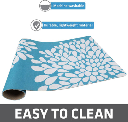 Drymate Pet Bowl Placemat, Dog & Cat Food Feeding Mat - Absorbent Fabric, Waterproof Backing, Slip-Resistant - Machine Washable/Durable (USA Made) (12” x 20”) (Indigo)