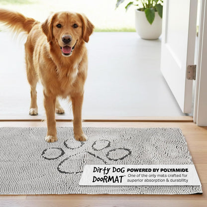 Dog Gone Smart Dirty Dog Doormat - Fast Drying Rug with Super Gripper Backing for Clean Floors - Super Absorbent and Machine Washable Mat for Muddy Paws - Grey