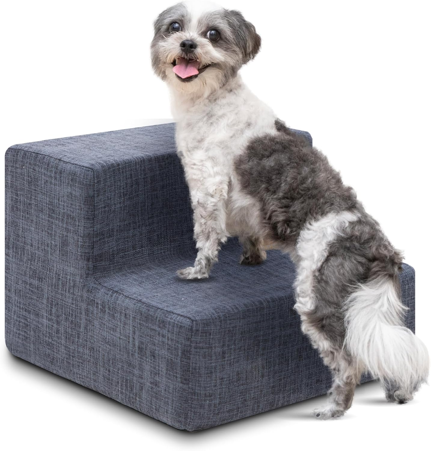 Best Pet Supplies Dog Stairs & Steps - Foam Steps for Small Dogs & Cats, Non-Slip Indoor Balanced Pet Step Support, Dog Ramp, No Assembly, Ash Gray Linen, 2-Step (12-inch Height)