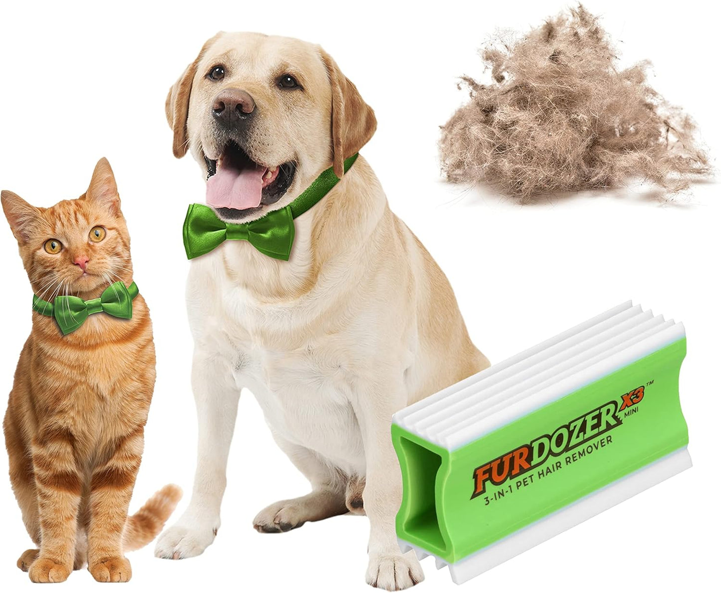 FurDozer Pet Hair Remover & Auto Detailing Tools - Cat & Dog Hair Remover for Carpets, Car Interiors, Couches, Bedding, & Pet Furniture (Gray, X3 PRO - 5" Long)