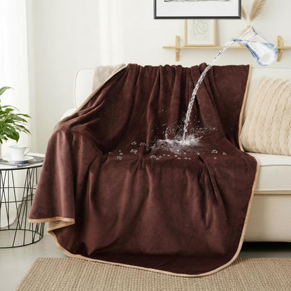 Waterproof Dog Blankets Pet Blanket 50"x60", Soft Fluffy Sofa Car Bed Protector, Reversible Sherpa Fleece Dog Blanket for Large Dogs (Dark Grey-Paws)