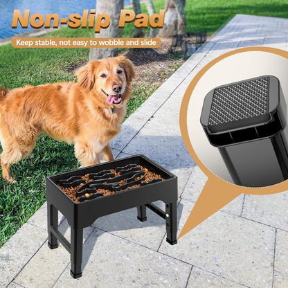 Elevated Slow Feeder Dog Bowls, 9 Cups Raised Dog Slow Feeder Bowls Large Breed with 4 Adjustable Heights Pet Food bowl Stand, Non Slip Anti Gulping sow eating dog bowl for Medium & Large Breed