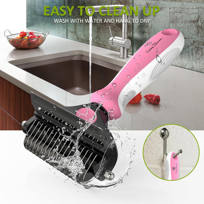 Spring Blossoms-2 in 1 Professional Grooming Rake for Cats & Dogs-Dematting Comb for Easy Mats & Tangles Removing,Pet Brush Safe No More Nasty Shedding and Flying Hair (Orange)