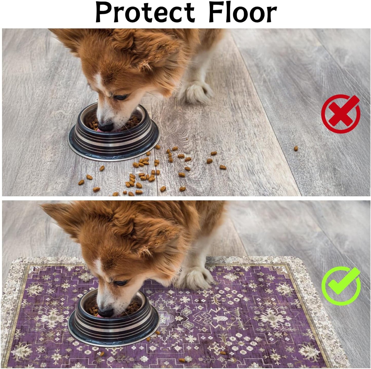 Pet Food Mats for Floor, Absorbent Dog Mat for Food and Water Dispenser Mat, Dog Food Mat Quick Dry Cat Food Mat Pet Supplies