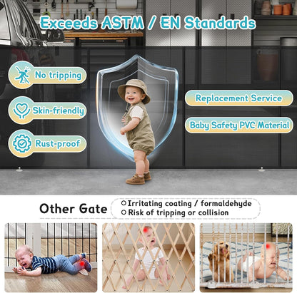 160 Inch Retractable Baby Gates Extra Wide, 42 Inch Extra Tall Retractable Gate, 13 FT Reinforced Retractable Dog Gate with Reinforcement Rod to Prevent Crawling Through, for Doorways, Stairs, Hallway