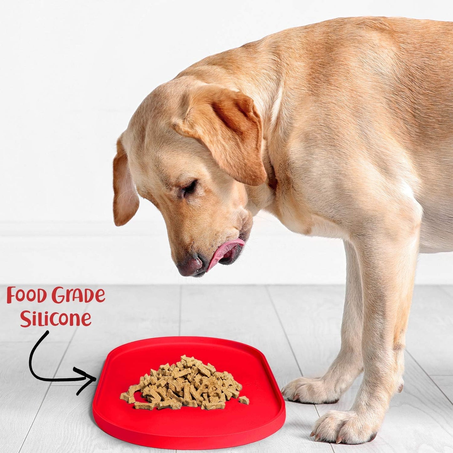 DogBuddy Dog Food Mat - Waterproof Dog Bowl Mat, Silicone Pet Mat for Food and Water Bowls, Nonslip Pet Feeding Mat with Edges, Dogs Food Mats for Floors, Puppy Supplies (Small, White Sand)
