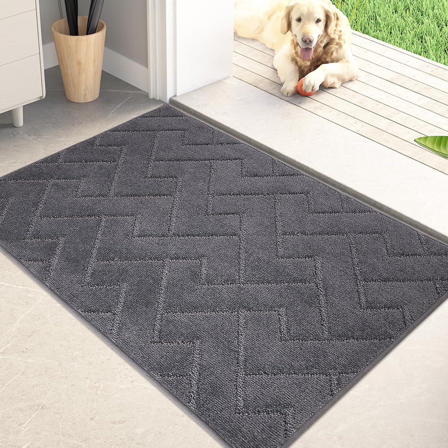 PURRUGS Dirt Trapping Door Mat 20" x 31.5", Non-Slip Machine Washable Entry Rug, Dog Doormat, Indoor Front Door Mat, Super Absorbent Entryway Rug for Muddy Shoes & Paws, Taupe