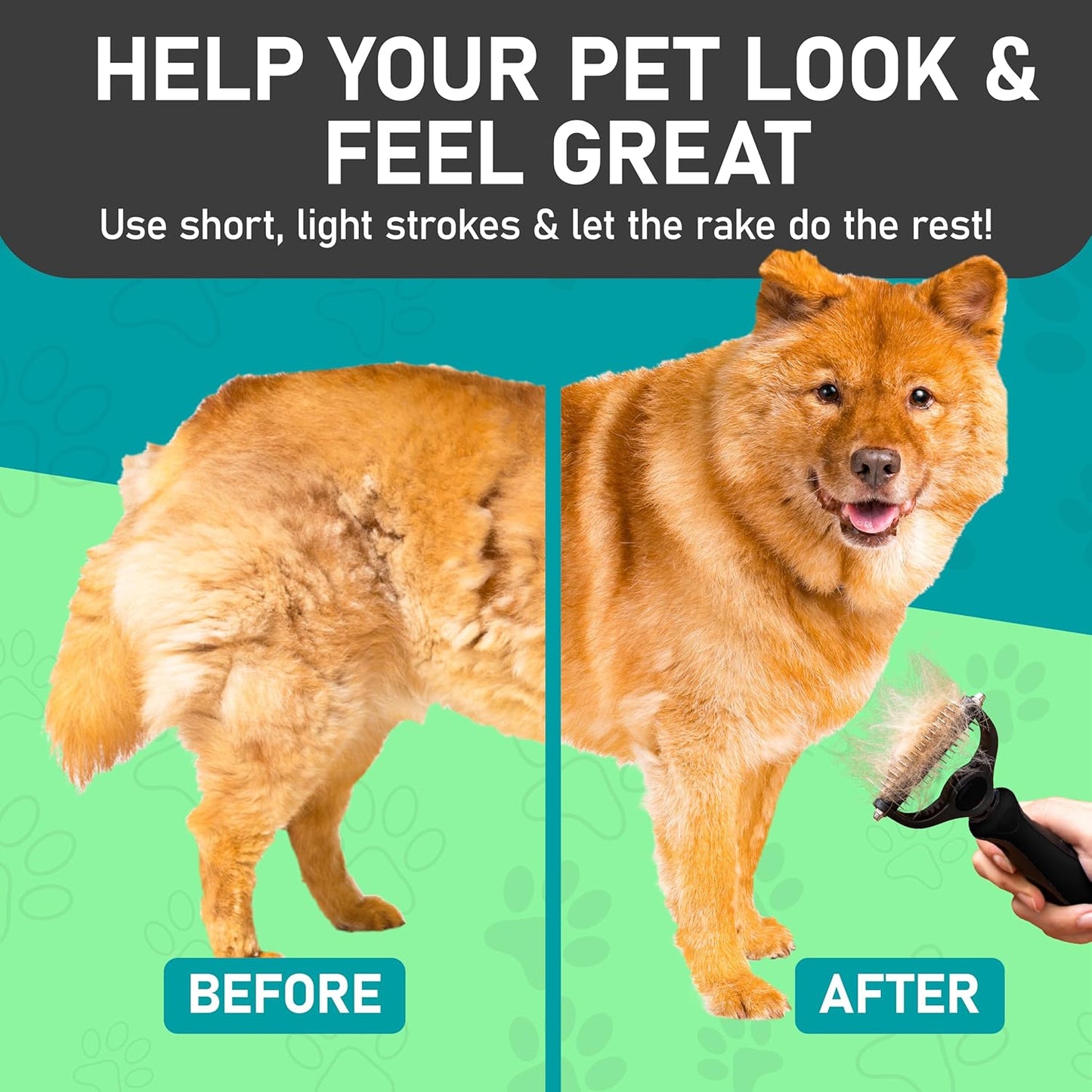 Maxpower Planet Hair Brush - Double Sided Shedding, Dematting Undercoat Rake for Dogs and Cats - Extra Wide Dog Grooming Brush, Reduce Shedding by 95%, Turquoise