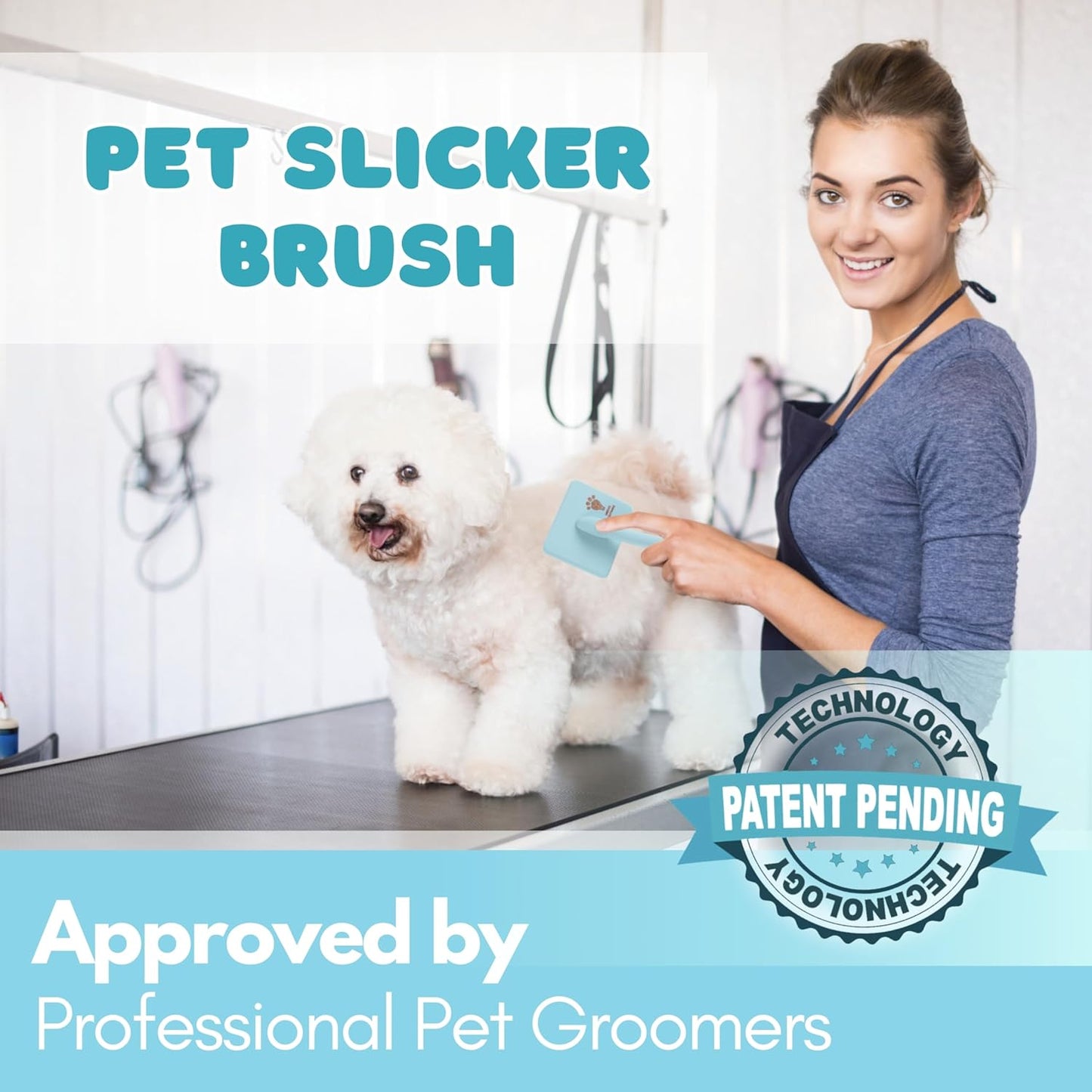 Slicker Brush for Dogs - Long Pin for Poodles, Doodles & Long Haired Dogs, Deshedding & Dematting Tool, Slicker Dog Brushes for Grooming (Coral, Flat Large)
