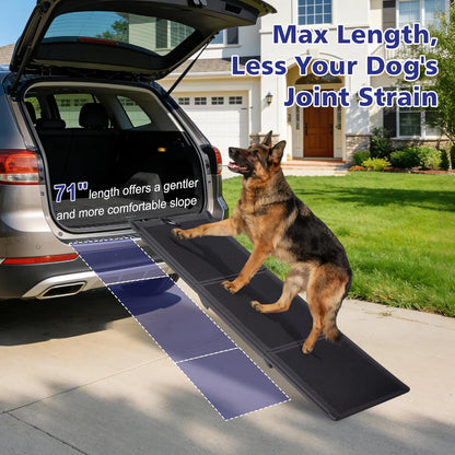 Foldable Dog Ramp for Car, 71" L & 17" W Folding Dog Ramps with Non-Slip Surface, Pet Ramp for SUV & Truck, Portable Dog Step Ramp for Large Dogs, 250 LBS Weight Capacity
