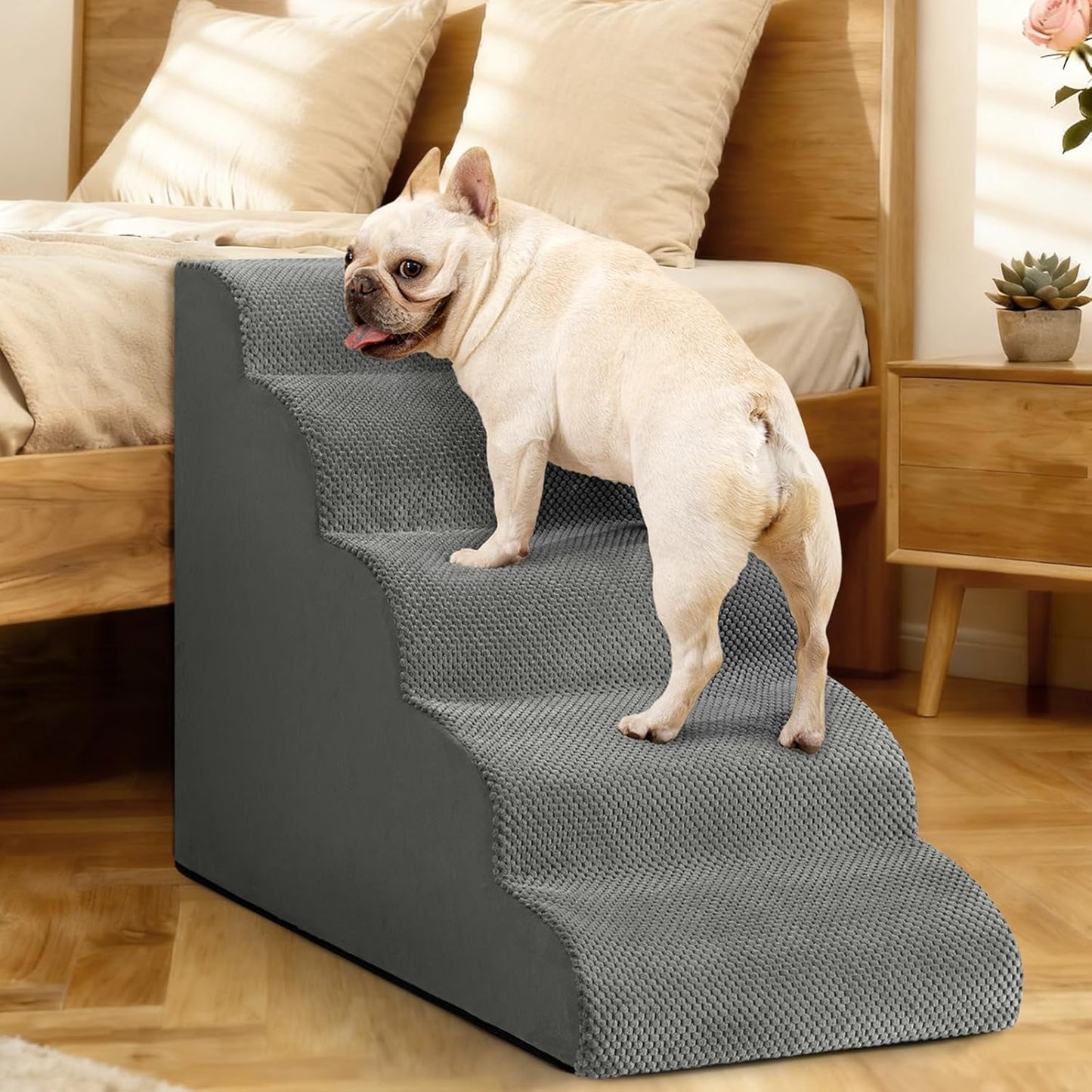 Aodisman Dog Stairs for Small Dogs,3 Step Dog Ramp for Couch and Bed,Pet Stairs with Non-Slip Bottom for Old Cats,Indoor Pet Steps,Comfort,Durable,15.4" H