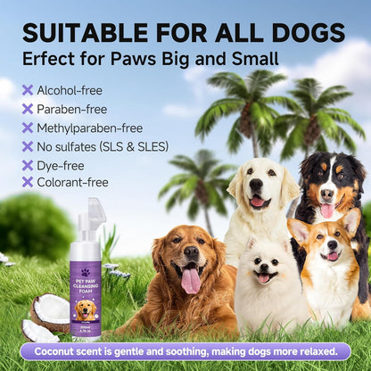 Dog Paw Cleaner Kit – Soft Silicone Brush for Safe Mud & Odor Removal, Travel No-Rinse pH Balanced Natural Formula, Gentle Daily Use – for Rain, Snow, Mud – Includes Towel & Paw Balm