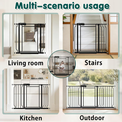 Fairy Baby Triple Lock Clear Baby Gate for Doorways, 57.6”-66.8” Extra Wide Acrylic Dog Gate for Stairs, Safety Child Gate Pressure Mounted No Drill, Auto Close Clear Pet Gate One-Hand Opening, Black