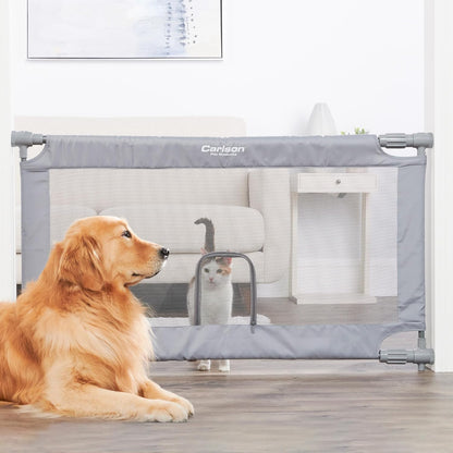Carlson Pet Products 50" Extra Wide Retractable Dog Gate for Doorways & Bottom of Stairs, Easy Install Pet Gate, Gray