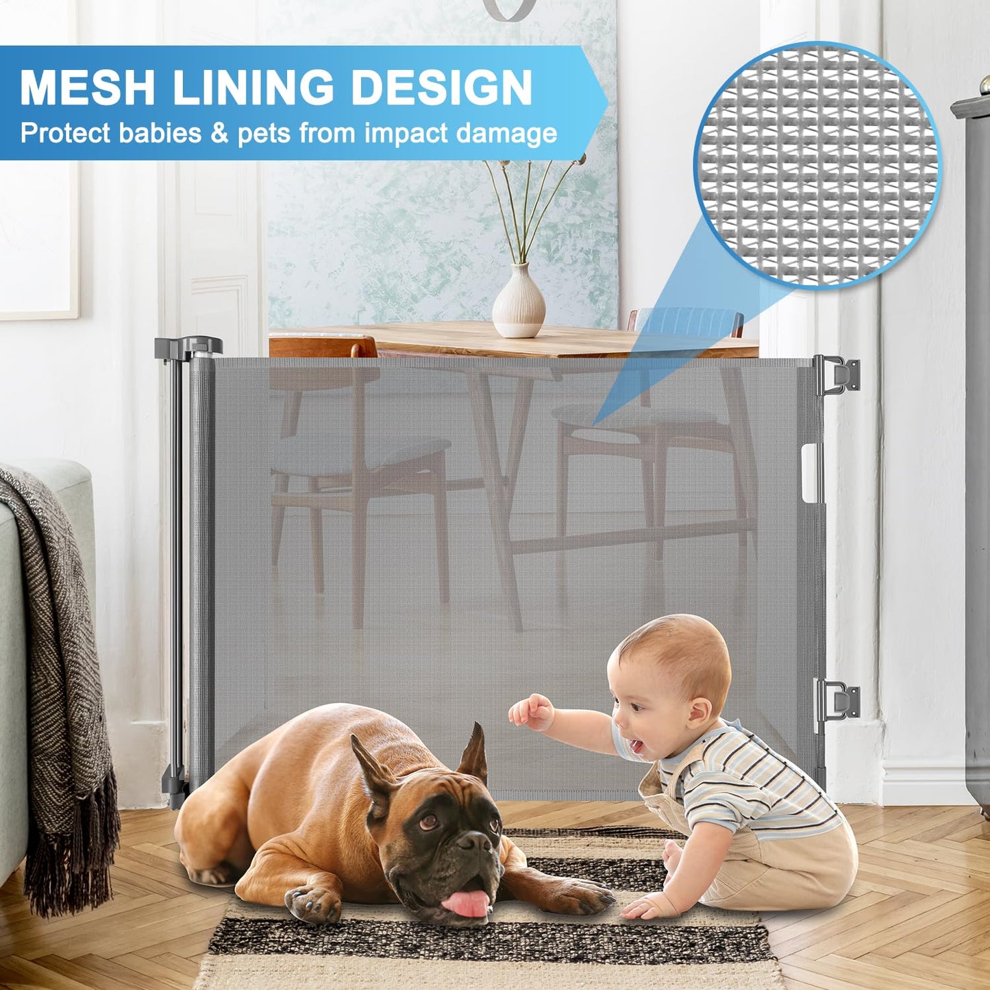 Extra Wide Baby Gate for Large Openings Retractable Baby Gates Indoor Outdoor Extra Long Dog Gate for Doorway Stair Gates for Kids or Pets Extra Large Dog Gate for Stairs