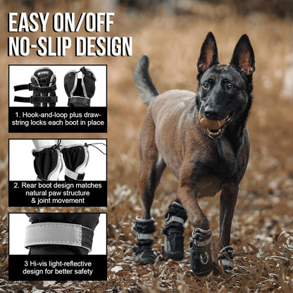 OneTigris Dog Shoes for Large Medium Dogs, Waterproof Anti-Slip Paw Protectors for Hot Pavement, Wound Recovery & Licking Prevention, Breathable Dog Booties for Outdoor Walking Hiking Hardwood Floor
