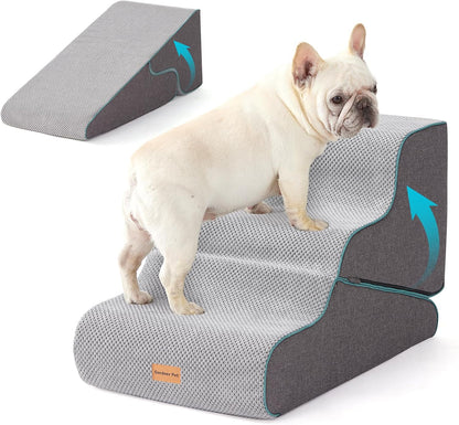 Gardner Pet 4-Step Dog Stairs for Small Dogs 18.5" H, Curved 4-Step Pet Stairs, Dog Steps for High Bed (18-20 in), Couch with Durable Non-Slip Waterproof Fabric Cover and CertiPUR-US Certified Foam