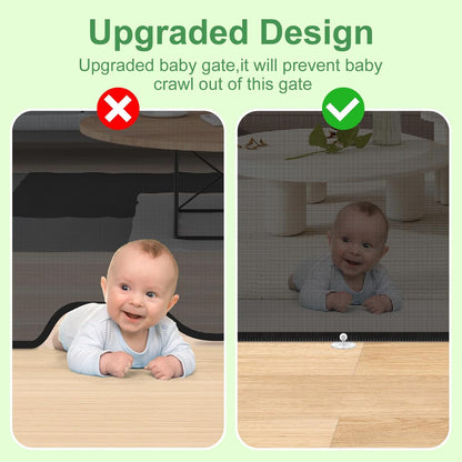Upgraded Retractable Baby Gate, Extra Wide Safety Kids or Pets Gate, 33” Tall, Extends to 71” Wide, Mesh Safety Dog Gate for Stairs, Indoor, Outdoor, Doorways, Hallways(33”x71”, Black)