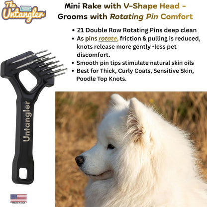 Mini-Rake V-Shaped with 1" Long Double-Row Rotating Teeth (AquaBlue)