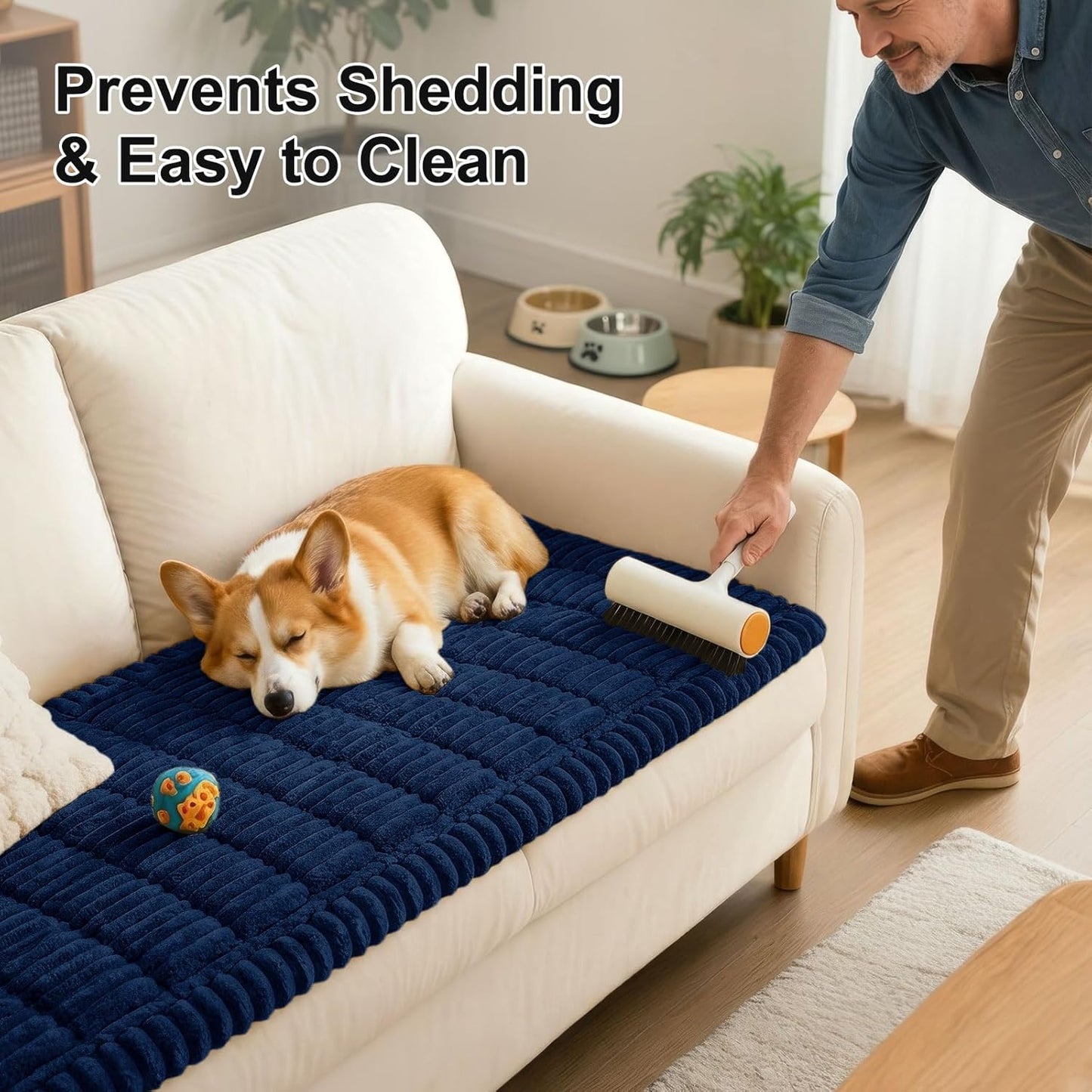 Smiry Couch Cover for Dogs, Non Slip Washable Sofa Protector for Pets, Soft Furniture Cover for Leather & Fabric Couches, Cozy Protect Against Fur, Dirt & Everyday Messes (Dark Grey, 27.6" x 59")