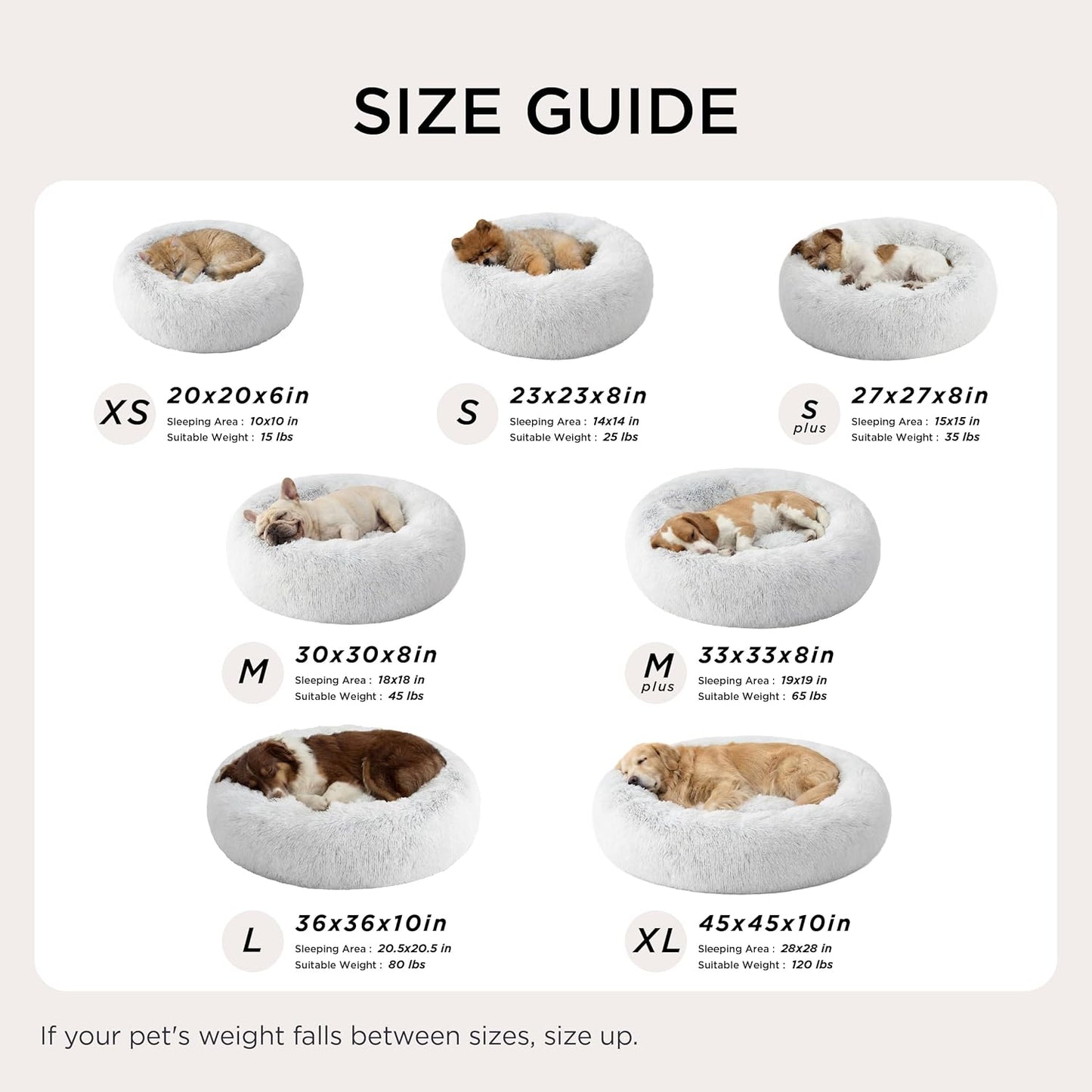 Bedsure Calming Dog Bed Medium Size Dog - Donut Washable Medium Pet Bed, 30 inches Anti-Slip Round Fluffy Plush Faux Fur Cat Bed, Fits up to 45 lbs Pets, Camel
