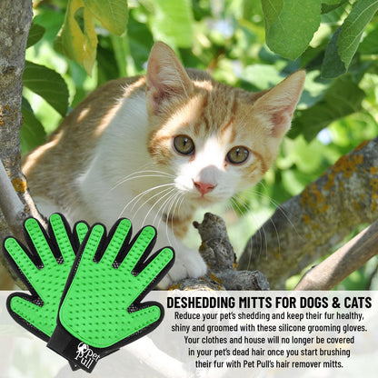 Pet Grooming Gloves with 259 Silicone Tips - Pet Hair Removal Tool Gentle Shedding Dog Washing Gloves - Deshedding Brush Hair Remover Mitts for Dogs & Cats for Long and Short Hair (Green)