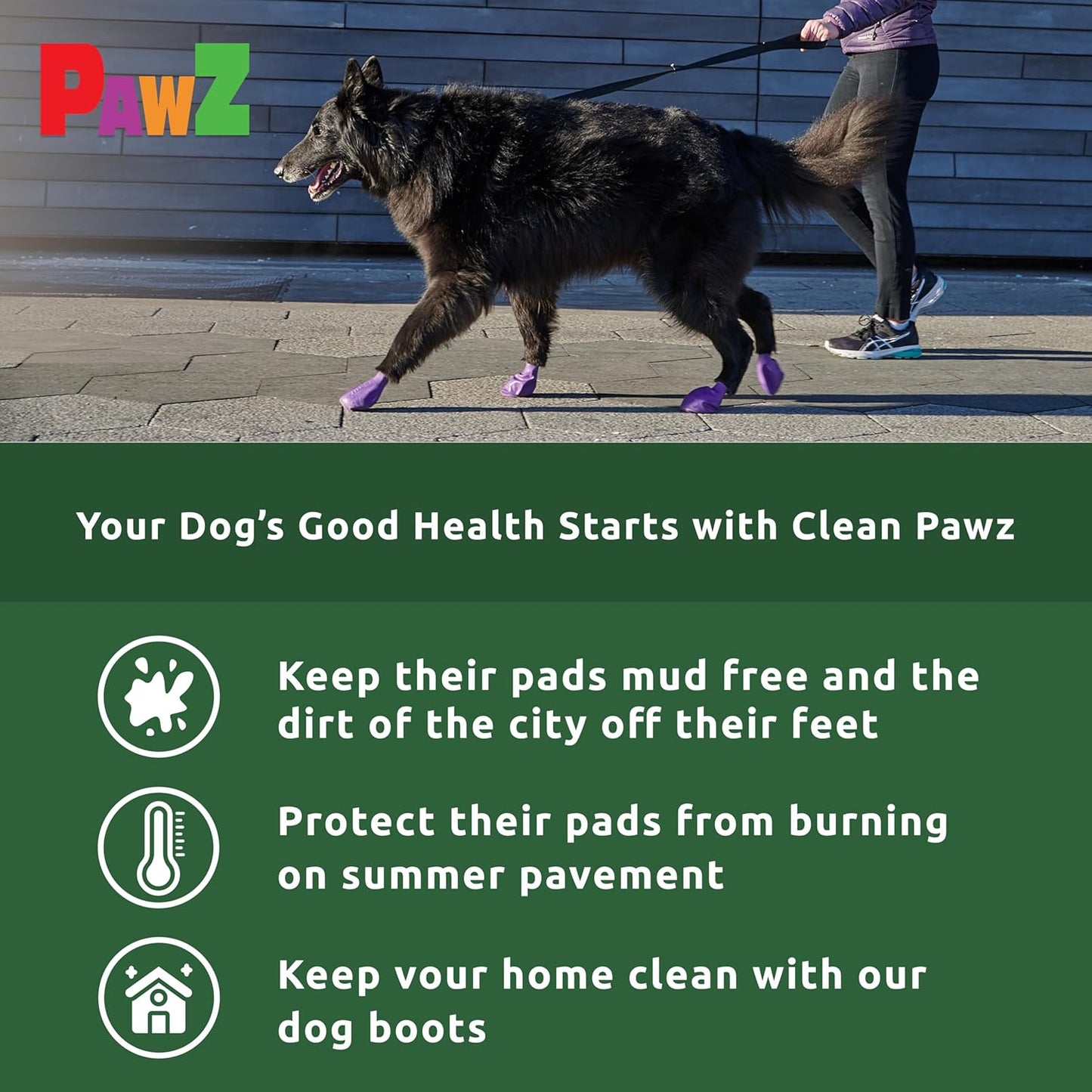 PawZ Rubber Dog Boots for Large Paws - All-Weather Waterproof Dog Shoes, Anti-Slip Traction for Rain, Snow, Mud & Hot Pavement - Pull-On Dog Booties, Purple - Large (3"- 4") - Pack of 24