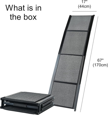 Pet Ramp (160 x 44 cm),Dog Ramp for Car, SUV & Truck, 63" Long & 17" Wide, Fold-able & Portable Pet Ramp with Non-Slip Rug Surface, Extra Wide Dog Steps for Medium & Large Dogs Up to 250LBS