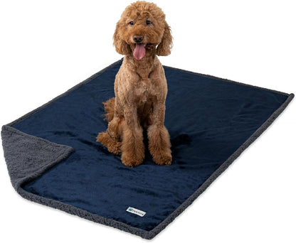 PetAmi Waterproof Dog Blanket for Couch, Large 60x40, Pee Proof Sherpa Fleece Reversible Pet Throw, Furniture Protector for Bed Sofa Kennel, Soft Washable Cover for Medium Dogs Cats, Grey Sherpa