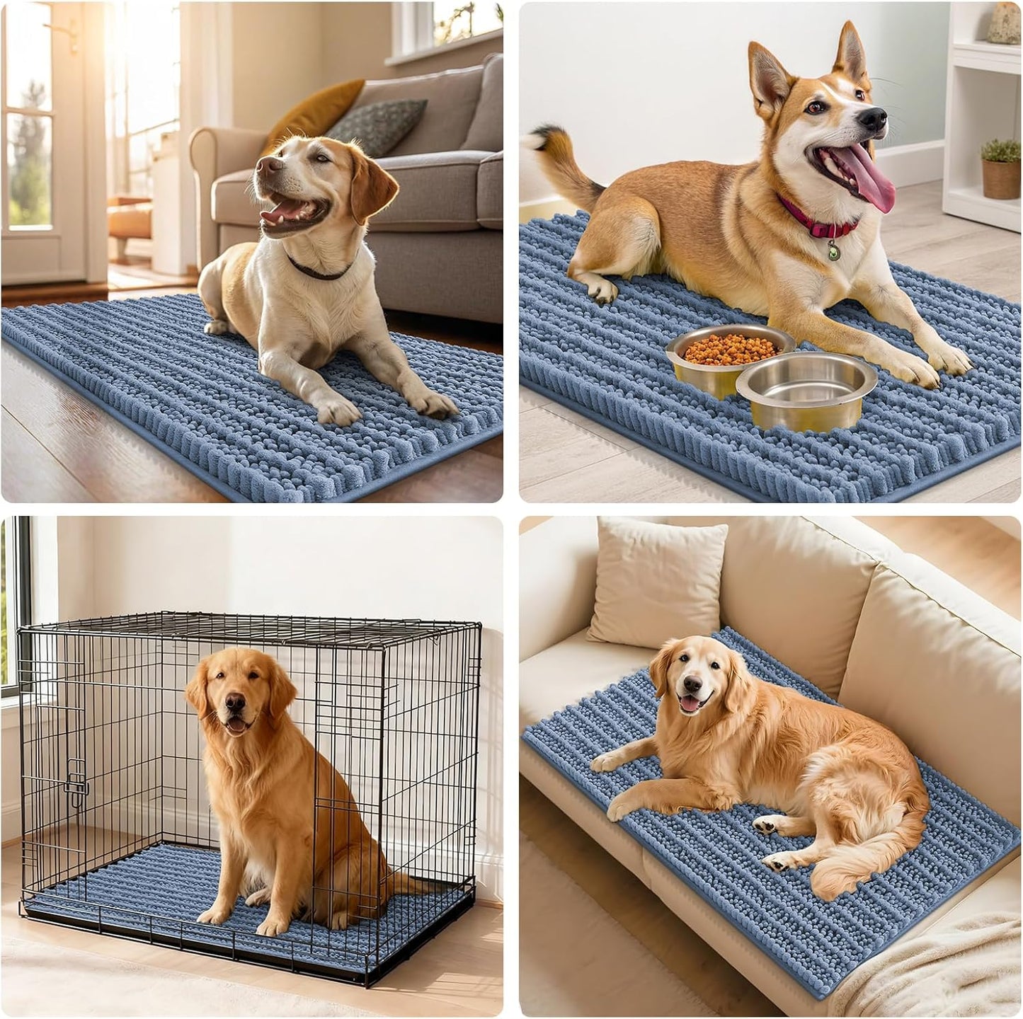 Smiry Dog Door Mat for Muddy Paws 30x20, Extra Soft Absorbent Chenille Doormat, Trap Moisture and Dirt, Non-Slip Machine Washable Front Door Mat for Indoor Entrance Inside Floor, Grey