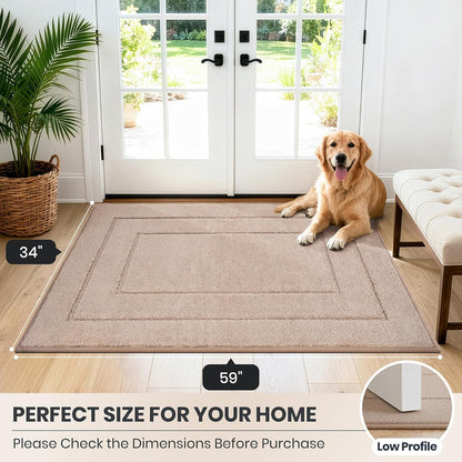 PURRUGS Dirt Trapping Door Mat 32" x 47", Non-Slip/Skid Machine Washable Entryway Rug, Dog Doormat, Super Absorbent Welcome Mat for Muddy Wet Shoes and Paws, Grayish Brown