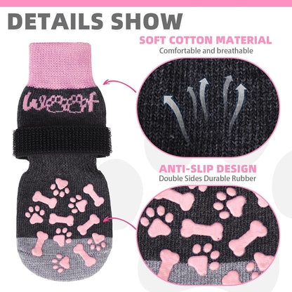 KOOLTAIL Dog Socks Shoes for Hot Pavement to Prevent Licking Paws, Winter Dog Boots&Paw Protector for Hardwood Floors Anti Slip,Traction Control Grip Booties for Small Medium Large Senior Dogs,Black M