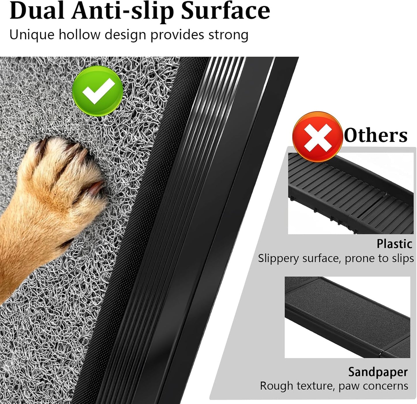 67" x 20" Dog Ramp for Car, Folding Pet Stair Ramps for Truck, SUV, Portable Pet Steps Load-Bearing 200LBS with Non-Slip Surface
