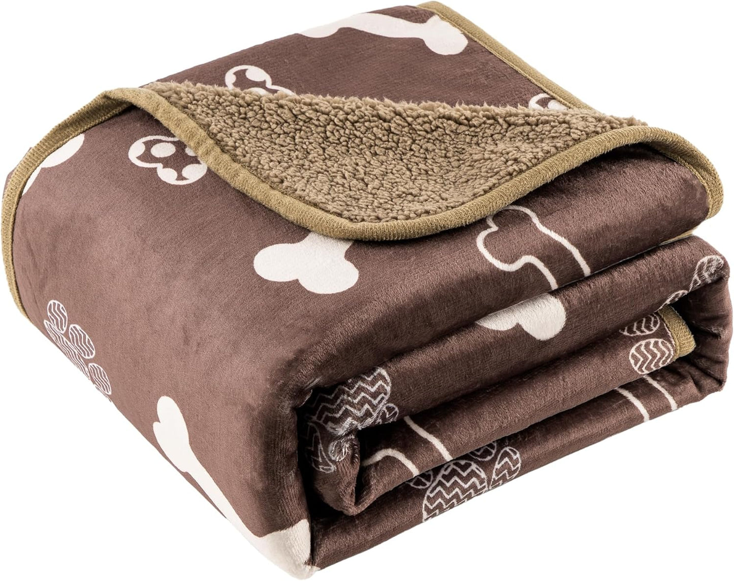 Waterproof Dog Blankets Pet Blanket 50"x60", Soft Fluffy Sofa Car Bed Protector, Reversible Sherpa Fleece Dog Blanket for Large Dogs (Dark Grey-Paws)
