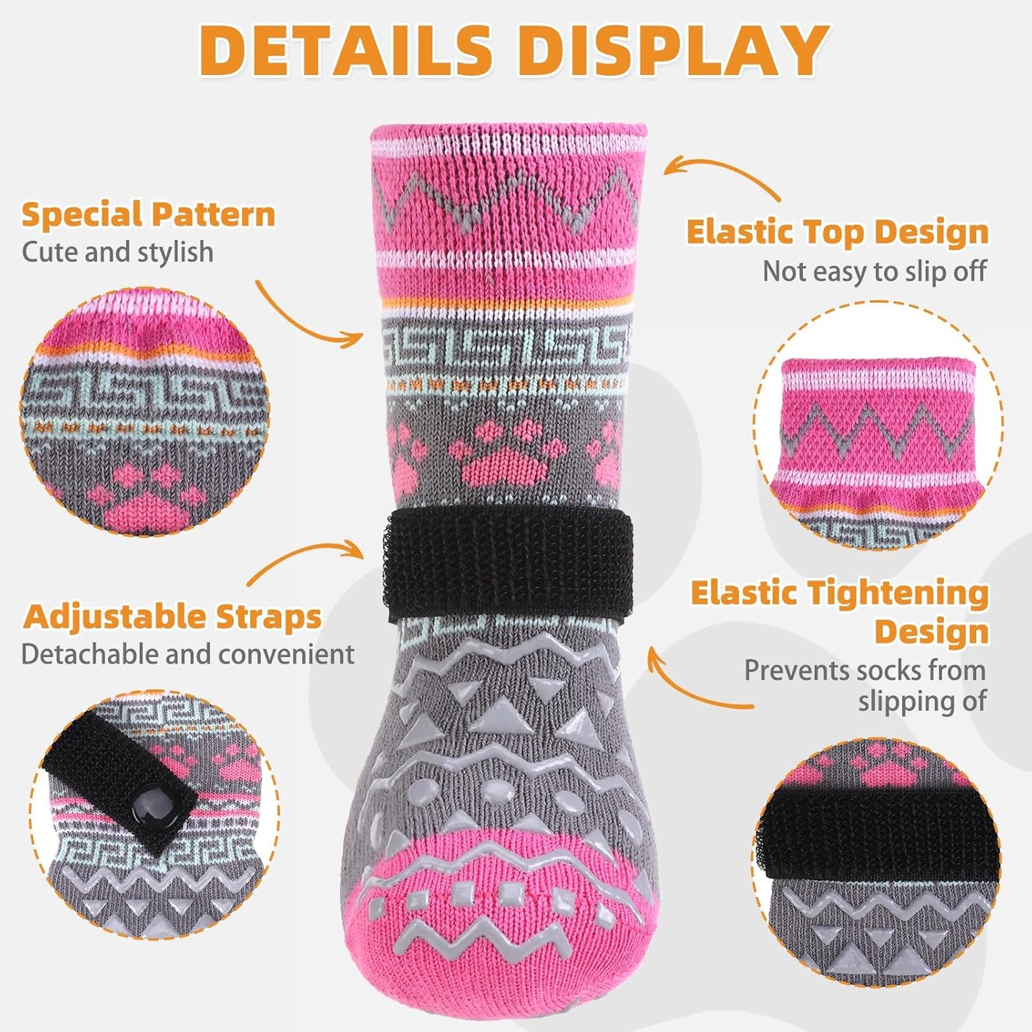 KOOLTAIL Dog Socks Shoes for Hot Pavement to Prevent Licking Paws, Winter Dog Boots&Paw Protector for Hardwood Floors Anti Slip,Traction Control Grip Booties for Small Medium Large Senior Dogs,Black M