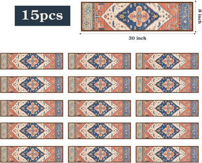 Lahome Stair Treads Non Slip 15 Pack 8" X 30" Stair Treads for Wooden Steps, Washable Self Adhesive Stair Runners Stain Resistant Stair Carpet, Edging Staircase for Kids Elders and Dogs Dorie, Taupe