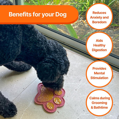 Lick Mat for Dogs, DOOGUES Slow Feeder Mat for Anxiety Relief, Non-Slip Suction Cups, Easy to Spread with Peanut Butter, Yoghurt, or Treats, Suitable for Small, Medium, and Large Dogs (Beige)