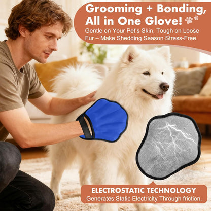 Pet Hair Removal Glove, Electrostatic Pet Hair Remover Glove for Cats & Dogs, Pet Hair Remover Tool for Laundry, Couch, Carpet, Car Seat - Upgraded Five-Finger, Reusable, Black+Black